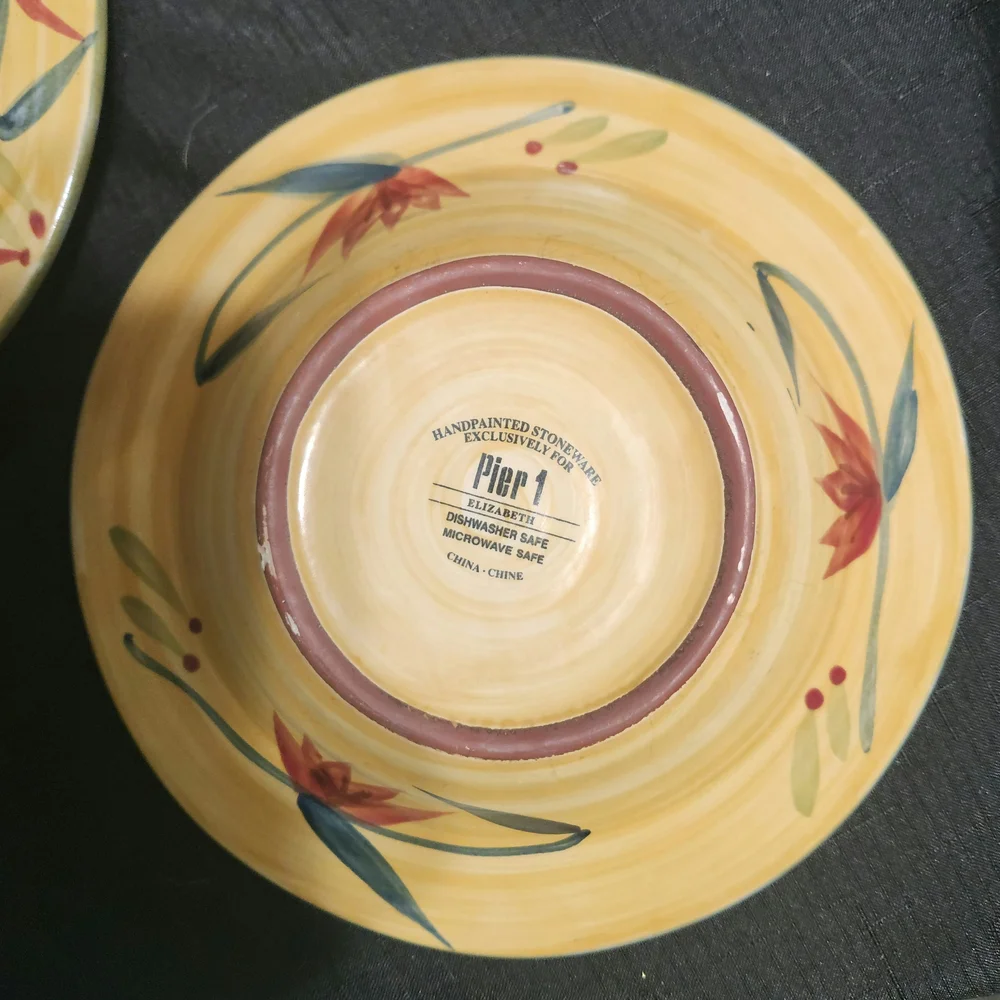 Pier 1 Imports Elizabeth Dishes. Large Salad Bowl 2 Small Salad/soup Bowls
