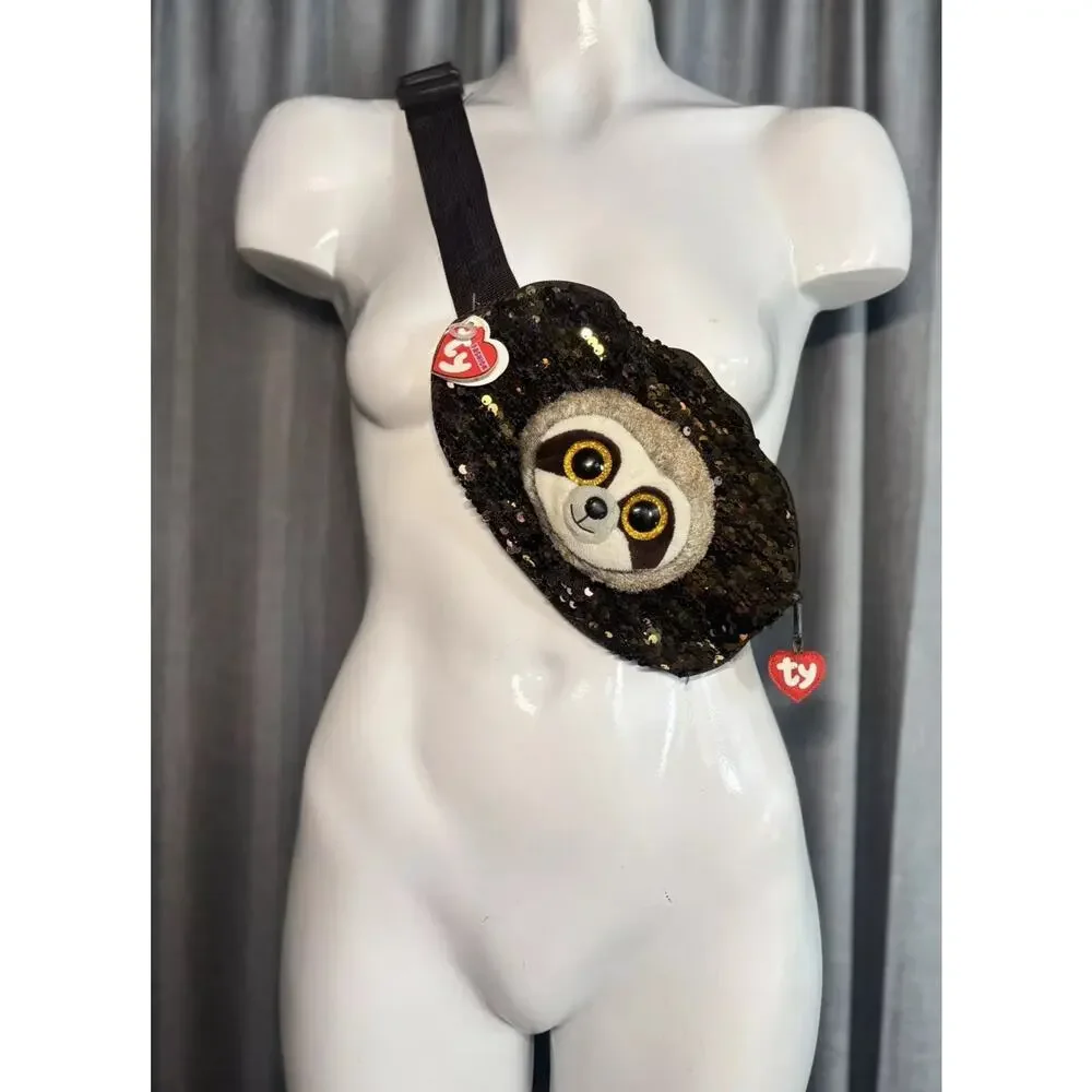 TY Fashion Beanie Baby Sloth Sequin Fanny Pack Belt Bag New With Original Tags