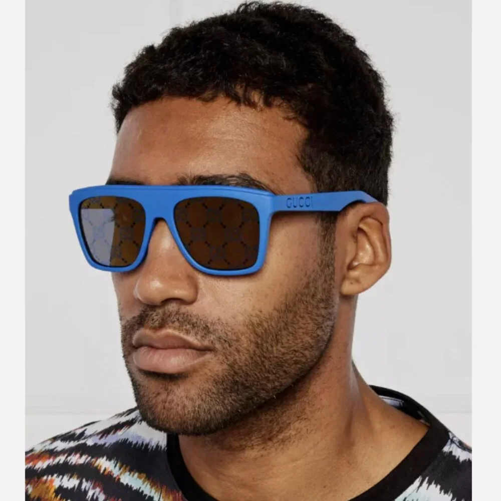 NEW GUCCI GG1570S 004 57 SQUARE UNISEX BLUE SUNGLASSES GUCCI