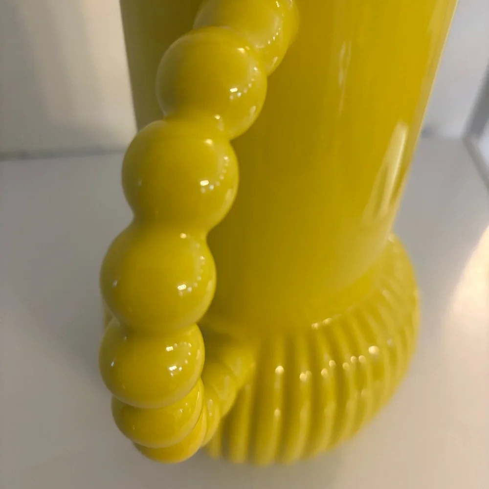 Tabitha Brown for Target Yellow Pitcher Vase Stoneware Boho 9.75 “ Tall Like New