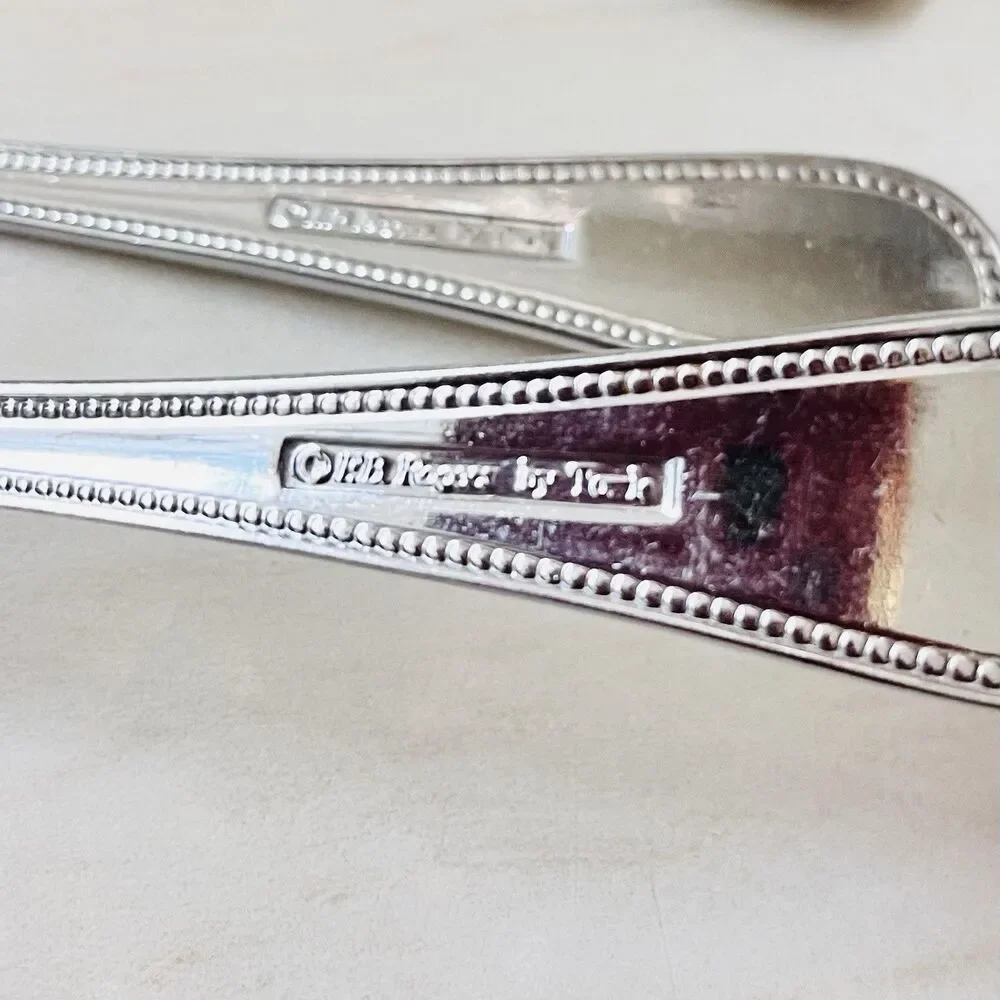 3pc F.B Rogers by Towle Norfolk Soup Spoon Stainless 7 1/4” Beaded Edge Glossy