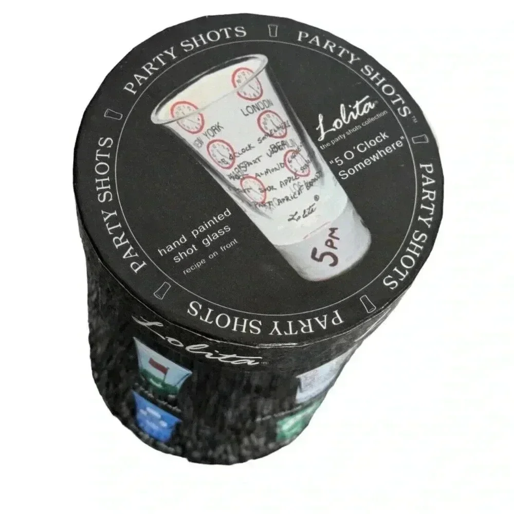 Lolita Party Shots 5 O'Clock Somewhere 2 oz Hand Painted Shot Glass With Box