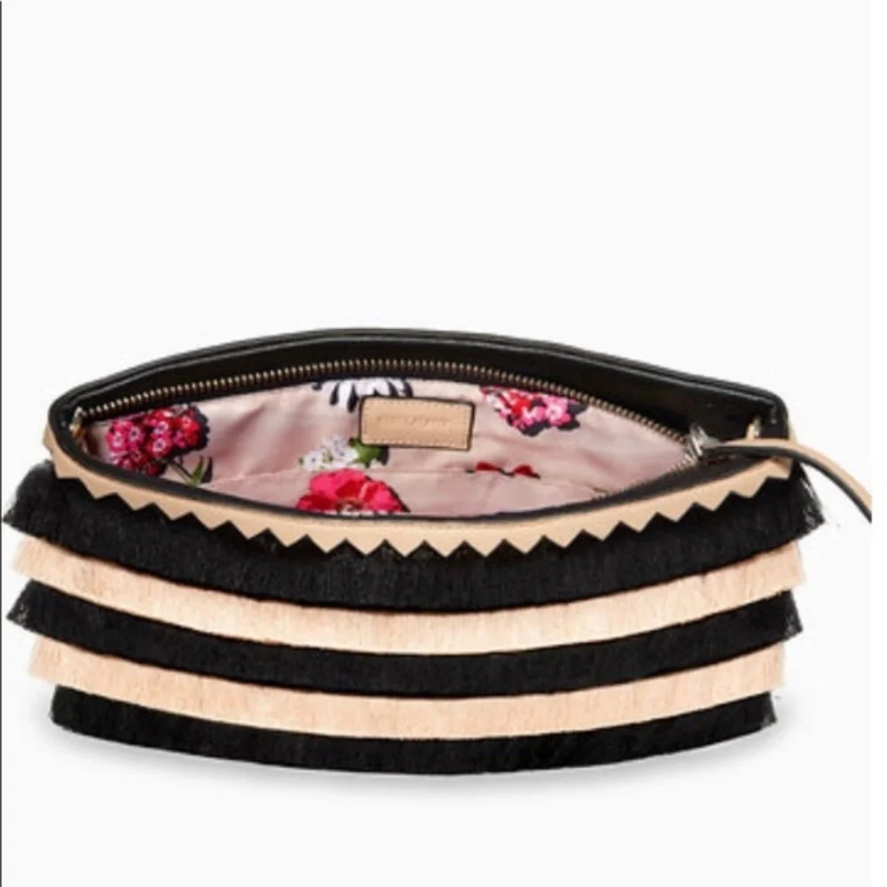 Stella & Dot | Eloise Blush+Black Fringe Clutch Retired