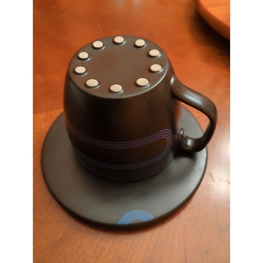 IKEA Record Coffee Cup Saucer Black & Blue 7