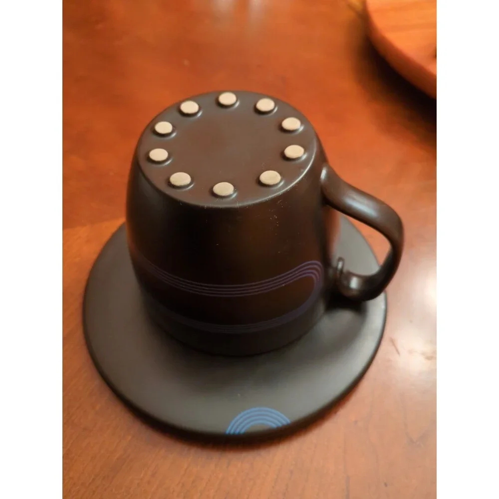 IKEA Record Coffee Cup Saucer Black & Blue 7