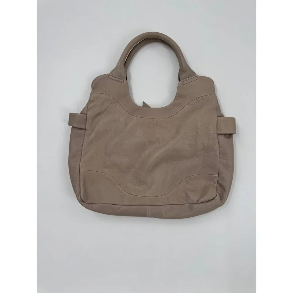 Foley + Corinna Jet Setter Taupe Leather Shoulder Bag With Front Zipper Pocket