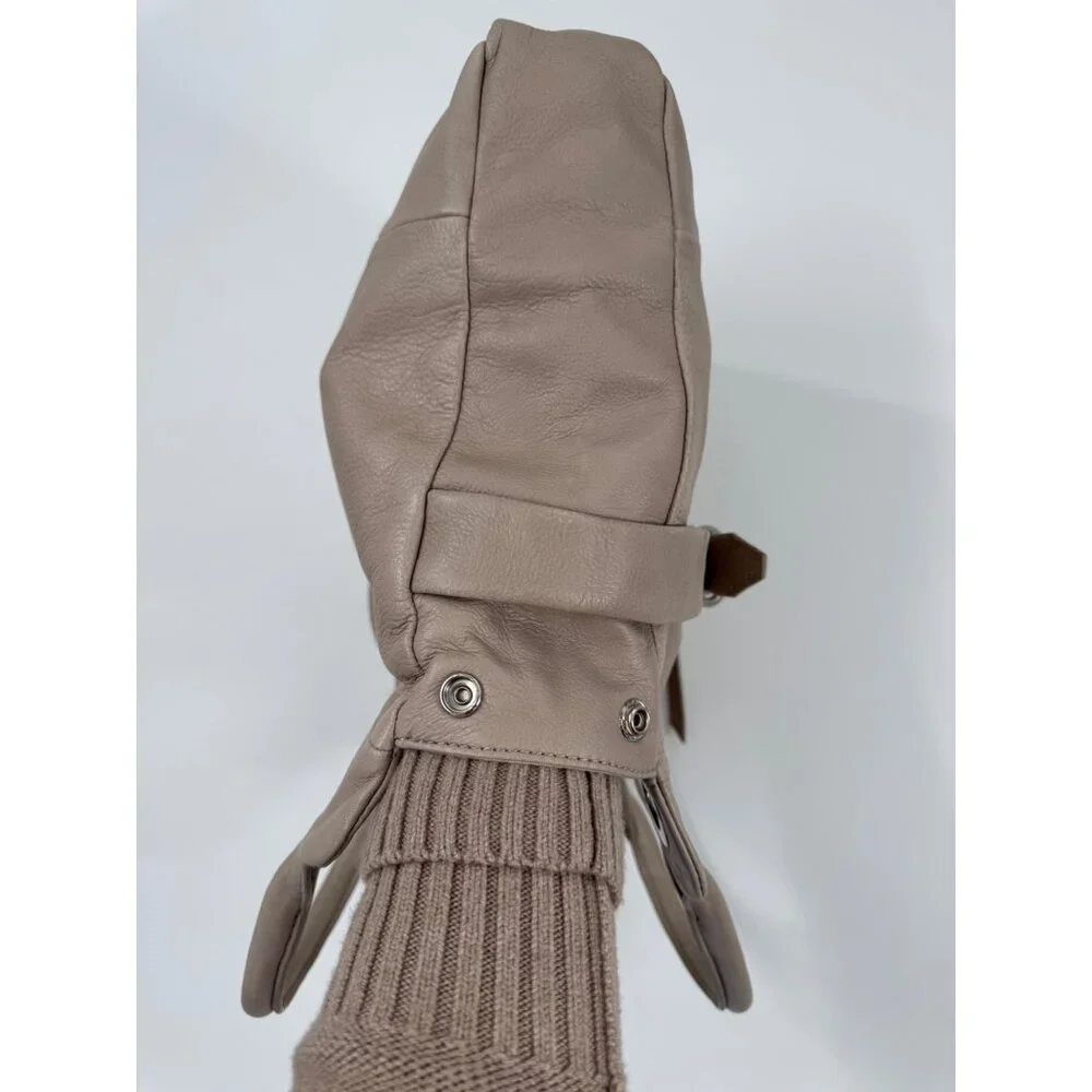 Foley + Corinna Jet Setter Taupe Leather Shoulder Bag With Front Zipper Pocket