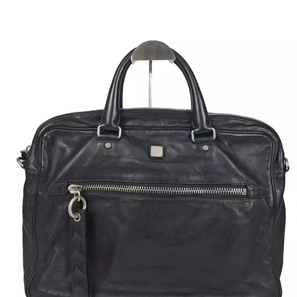 Black Leather Men's Laptop Bag