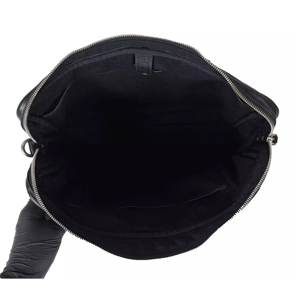 Black Leather Men's Laptop Bag