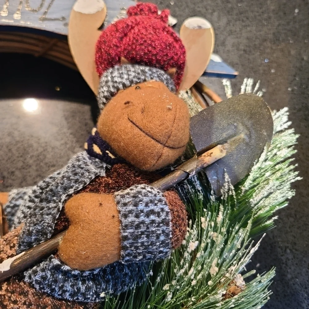 Happy Holidays Moose Twig Wreath
