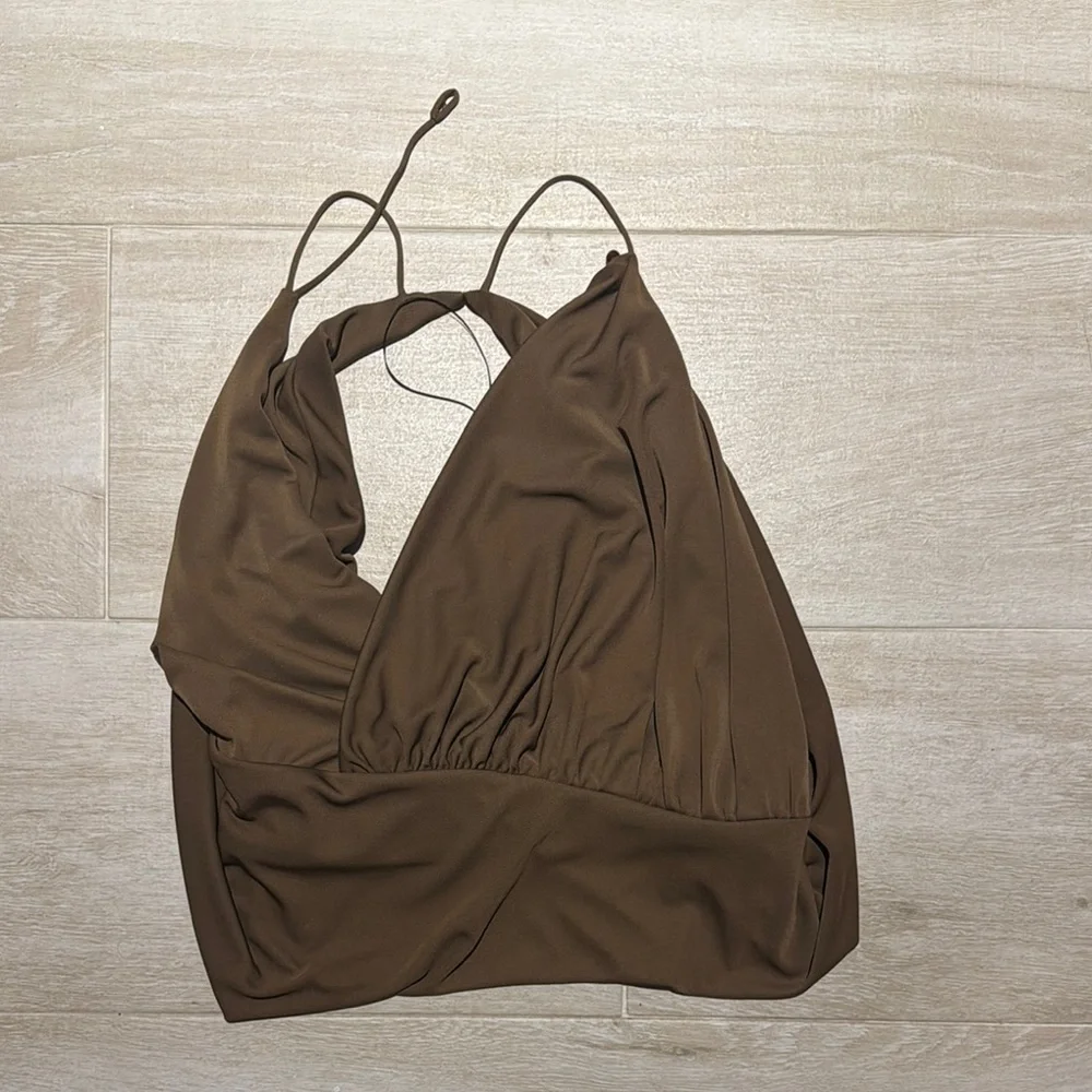 Zara brown draped top