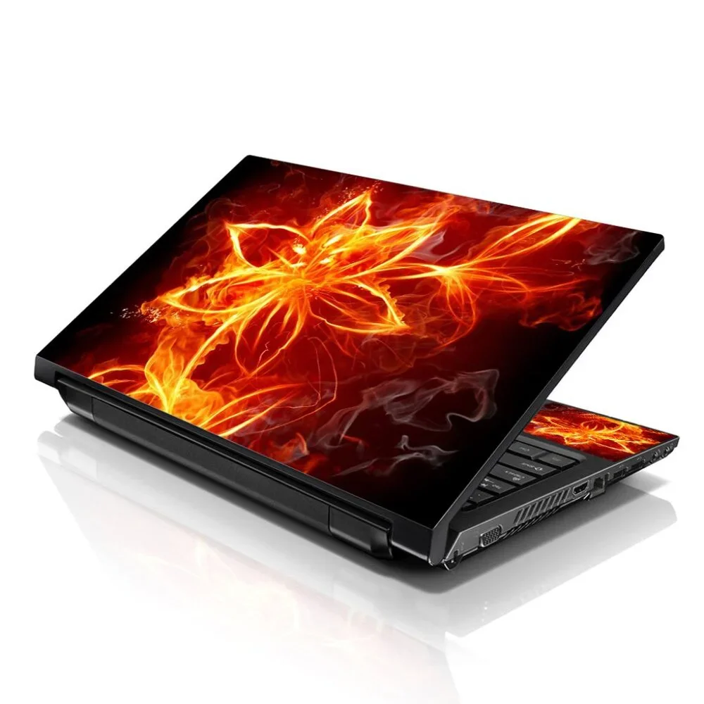 LSS 15.6 & 17.3 Inches Laptop Notebook Skin Sticker Decal - Flower On Fire