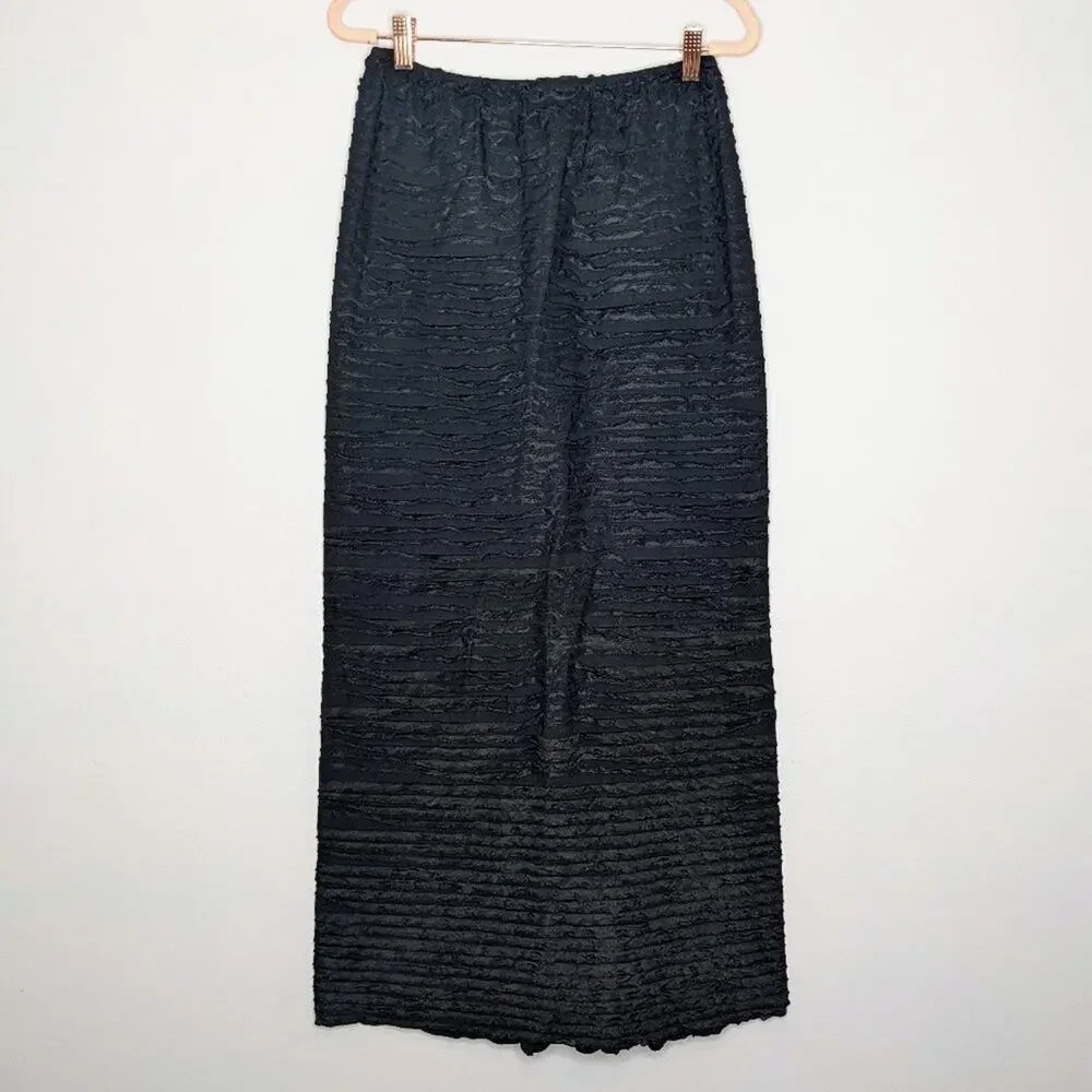 HANNA for La Journee Black Textured Maxi Skirt Pull On Vintage Size S