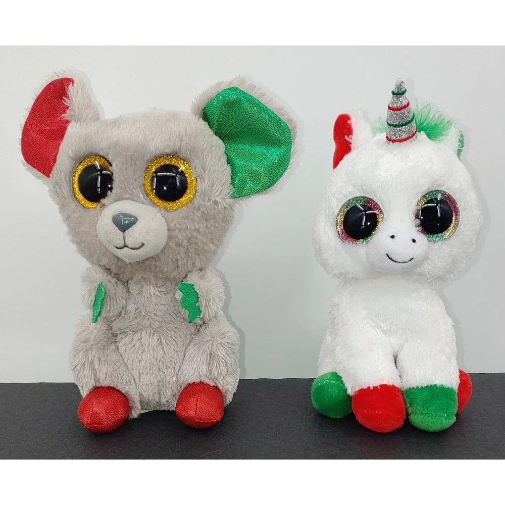 Ty Beanie Boos Candy Cane The Unicorn MAC The Mouse Missing Gingerbread Lot Of 2