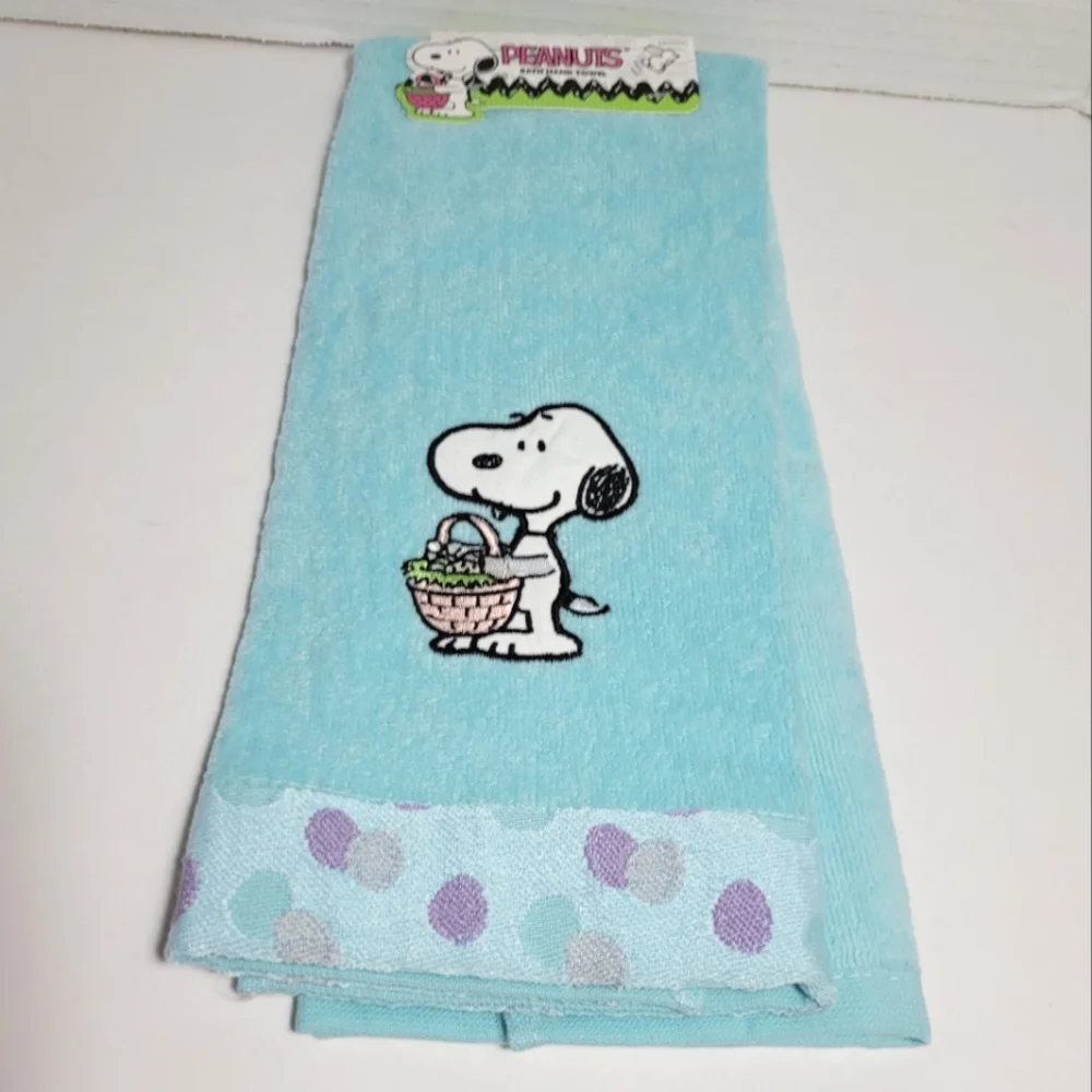 Peanuts Snoopy Easter Basket Blue Hand Towel NWT