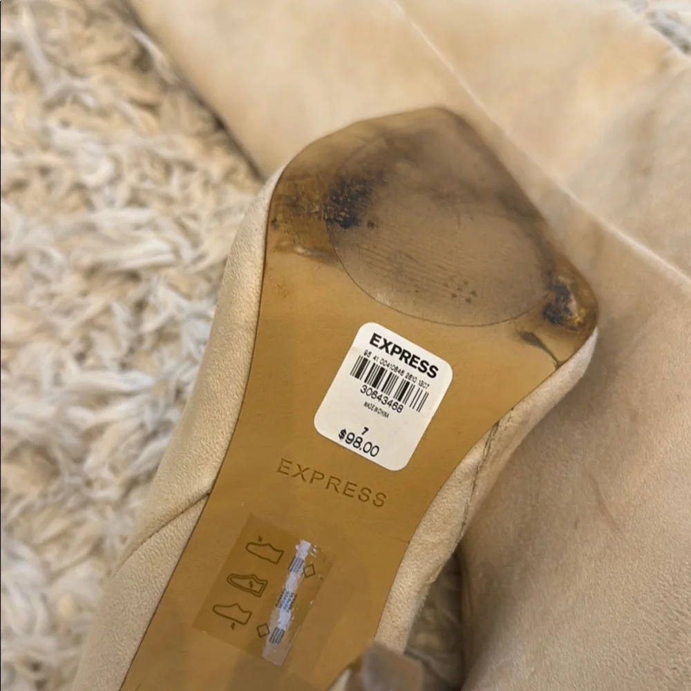 Express Cream and Black Boots with Stiletto Heel
