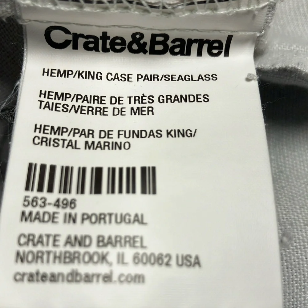 Pair Crate&Barrel Pillowcases Seaglass