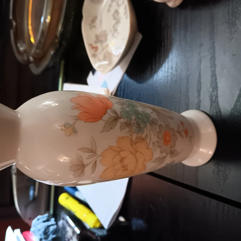 Floral Ceramic Vase and Dish Set