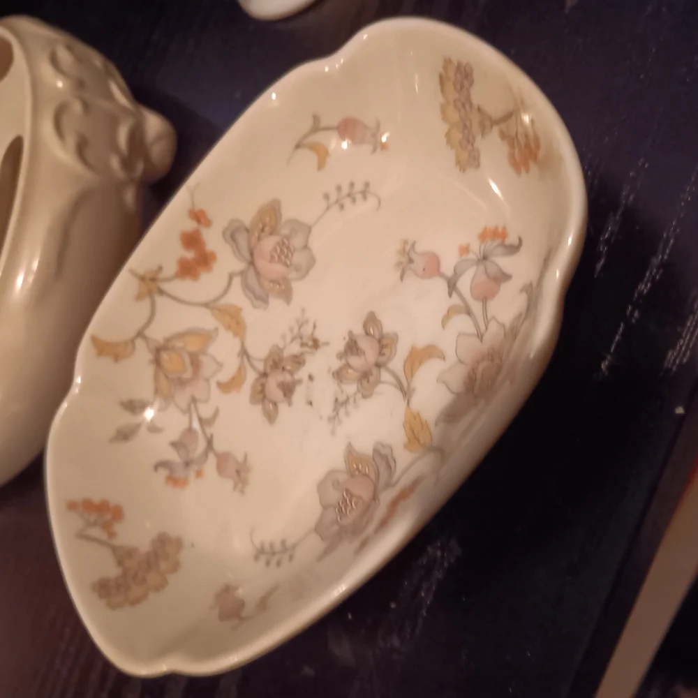 Floral Ceramic Vase and Dish Set