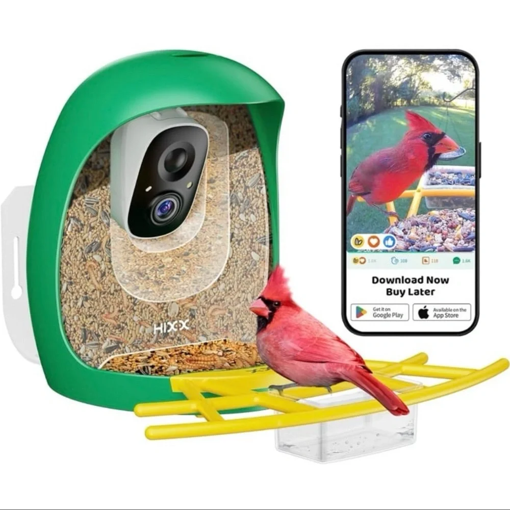 Bird Feeder with Camera Solar Powered, 2K Resolution Bird Camera Auto Capture