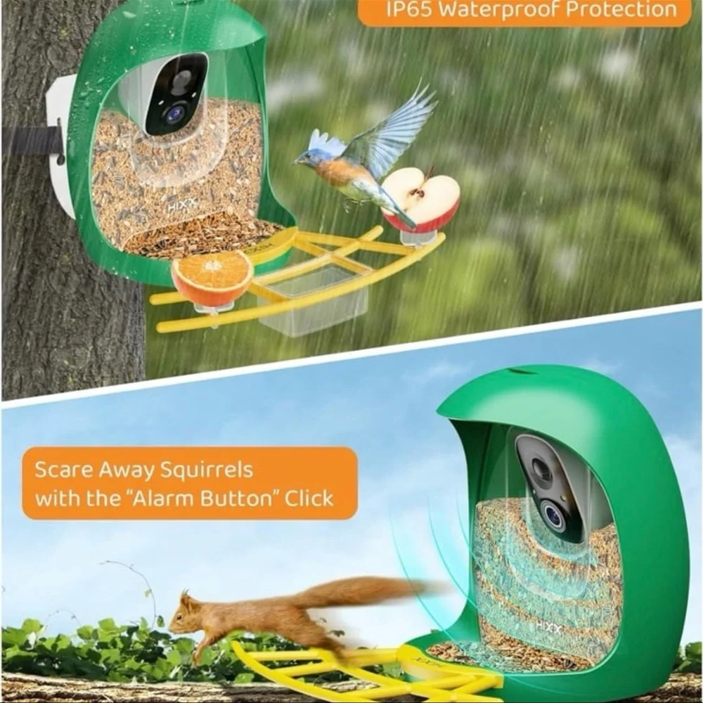 Bird Feeder with Camera Solar Powered, 2K Resolution Bird Camera Auto Capture
