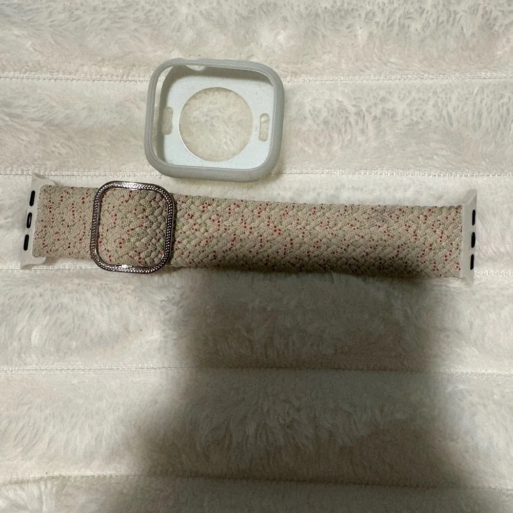 Beige and Pink Smartwatch Band with Silver Buckle- Apple watch series 3