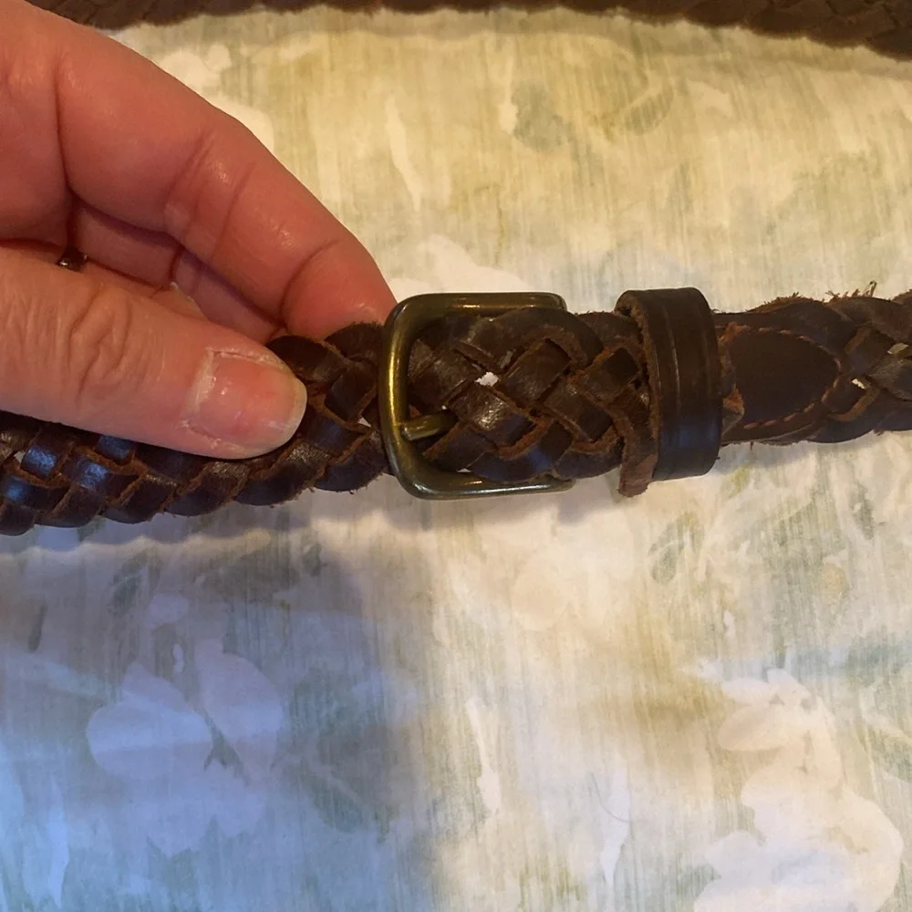 Brown Braided Belt with goldtone hardware