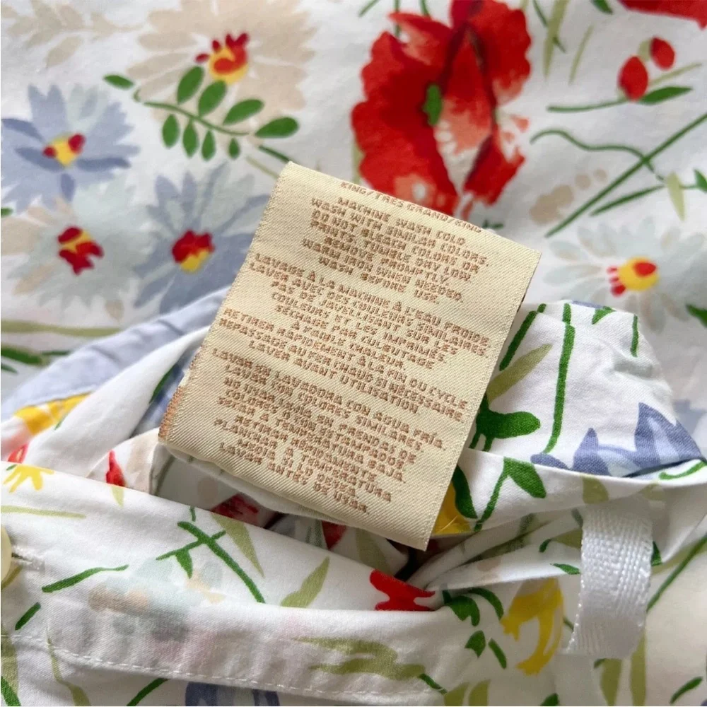 RARE Ralph Lauren Georgica Gardens KING Duvet Cover RL Floral Cotton Spring Blue