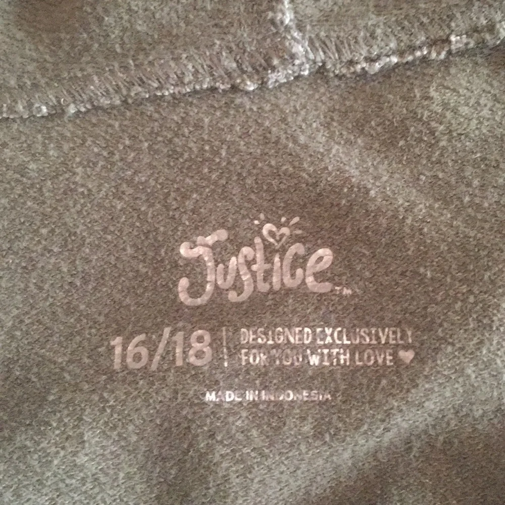 Justice jacket zip up hoodie size 16/18 green with floral print lettering