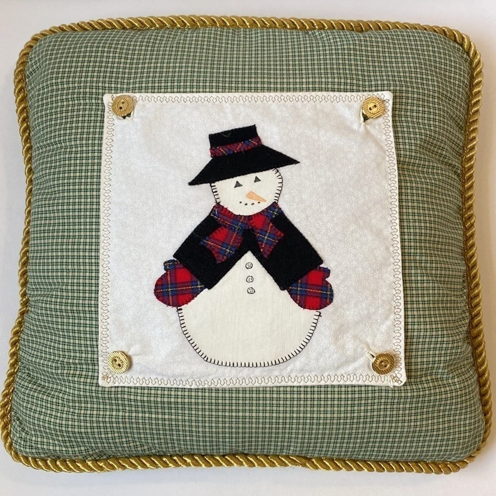 Vintage Handmade Pillow with Changing Felt Quilt Blocks Cottagcore Grannycore