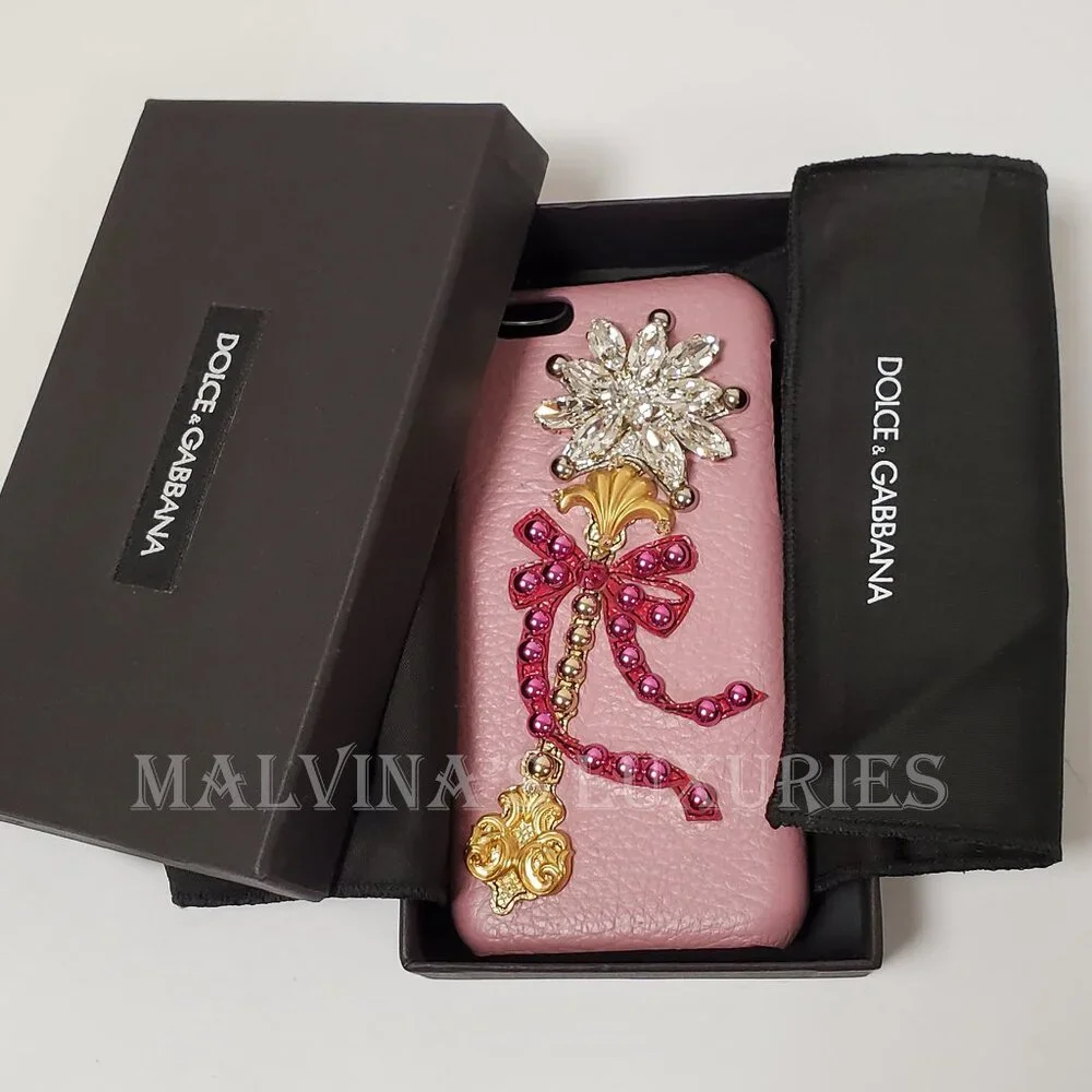 DOLCE & GABBANA PHONE CASE iPHONE COVER CRYSTAL EMBELLISHED LEATHER $650