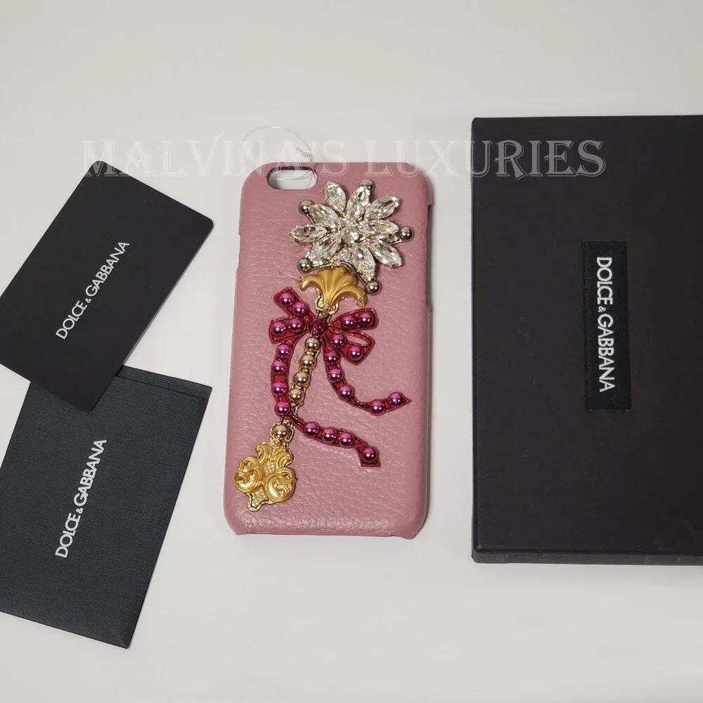 DOLCE & GABBANA PHONE CASE iPHONE COVER CRYSTAL EMBELLISHED LEATHER $650