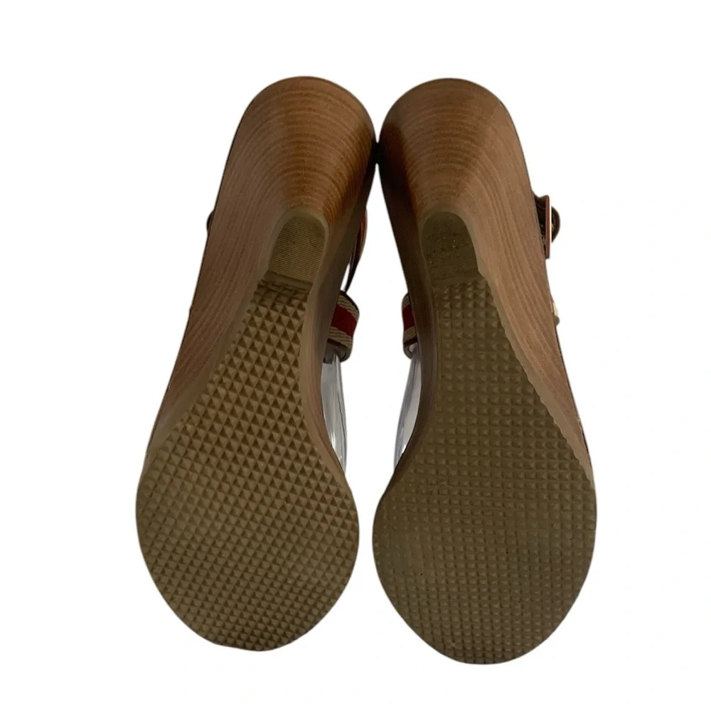 Michael Kors Red and Cream Crisscross Sandals with Ankle Strap 8.5