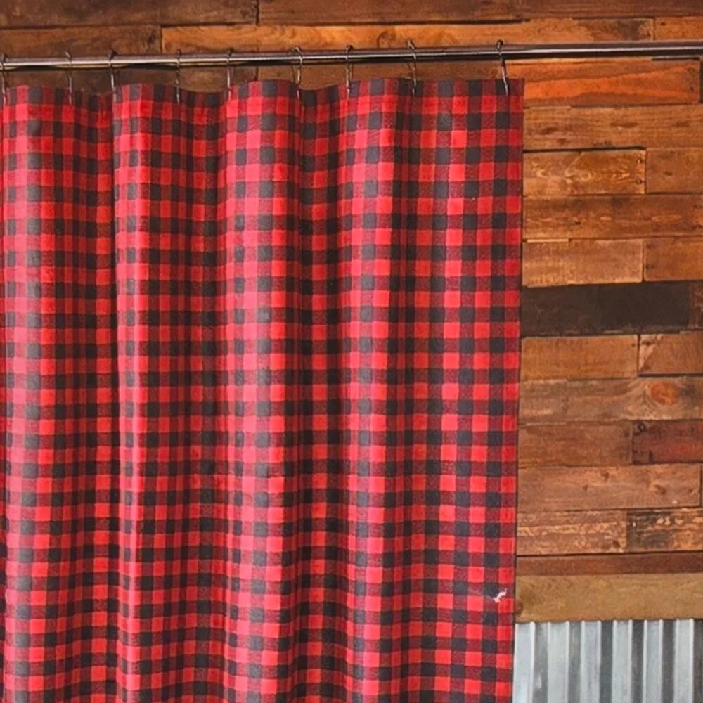 Virah Bella Luxury Cloth Shower Curtain Red and Black 13 Piece Set (NWT) 72 x 72