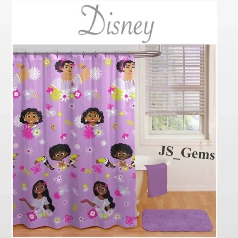New Disney Shower Curtain Kids Fabric Encanto Whimsical Home Pink Bathroom NWT