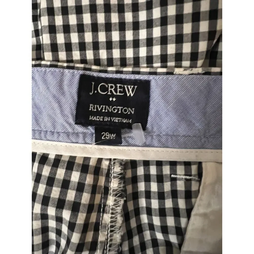 J. Crew Shorts Mens Size 29W Rivington Checkered Black White Cotton
