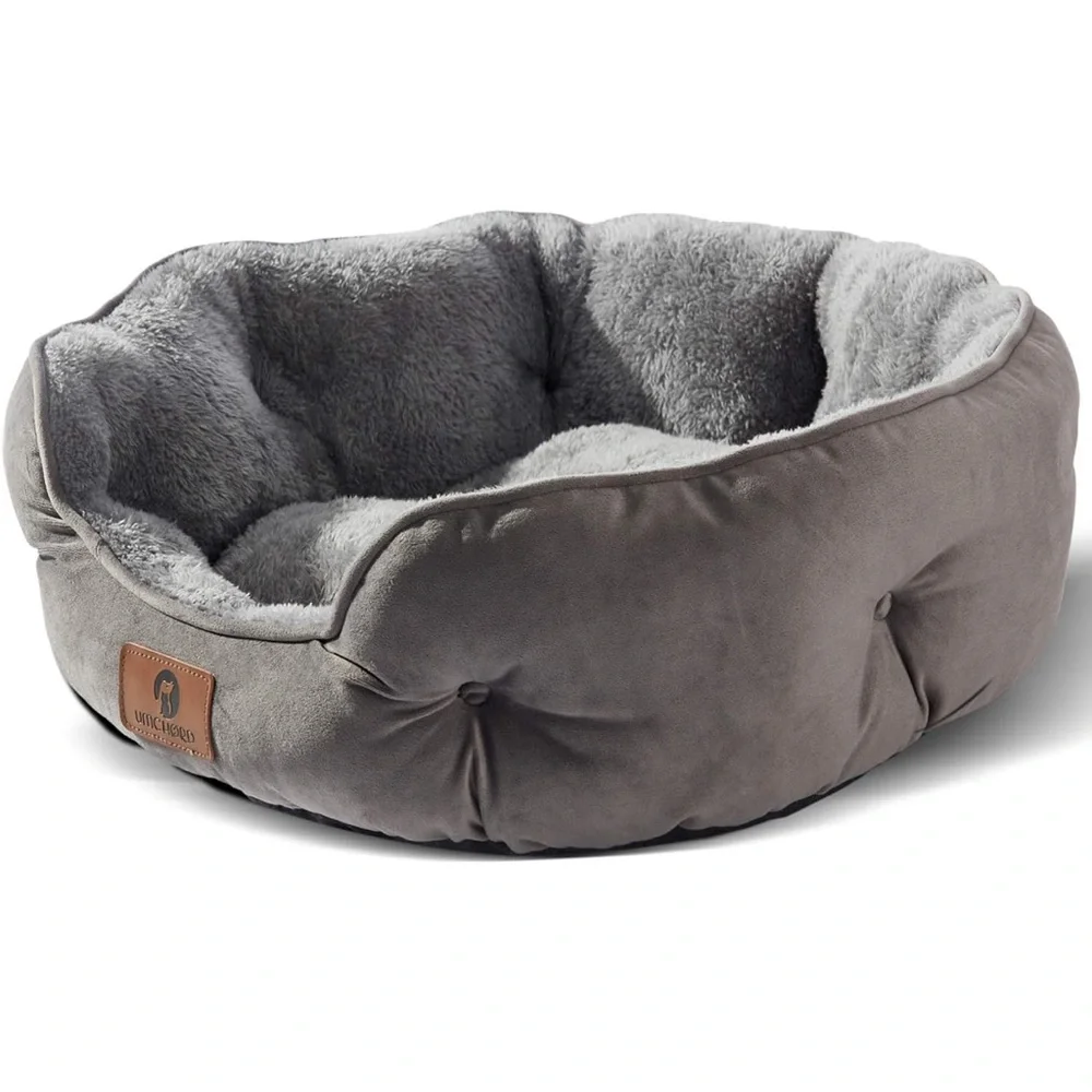 Asvin Grey Plush Pet Bed, 20 inches
