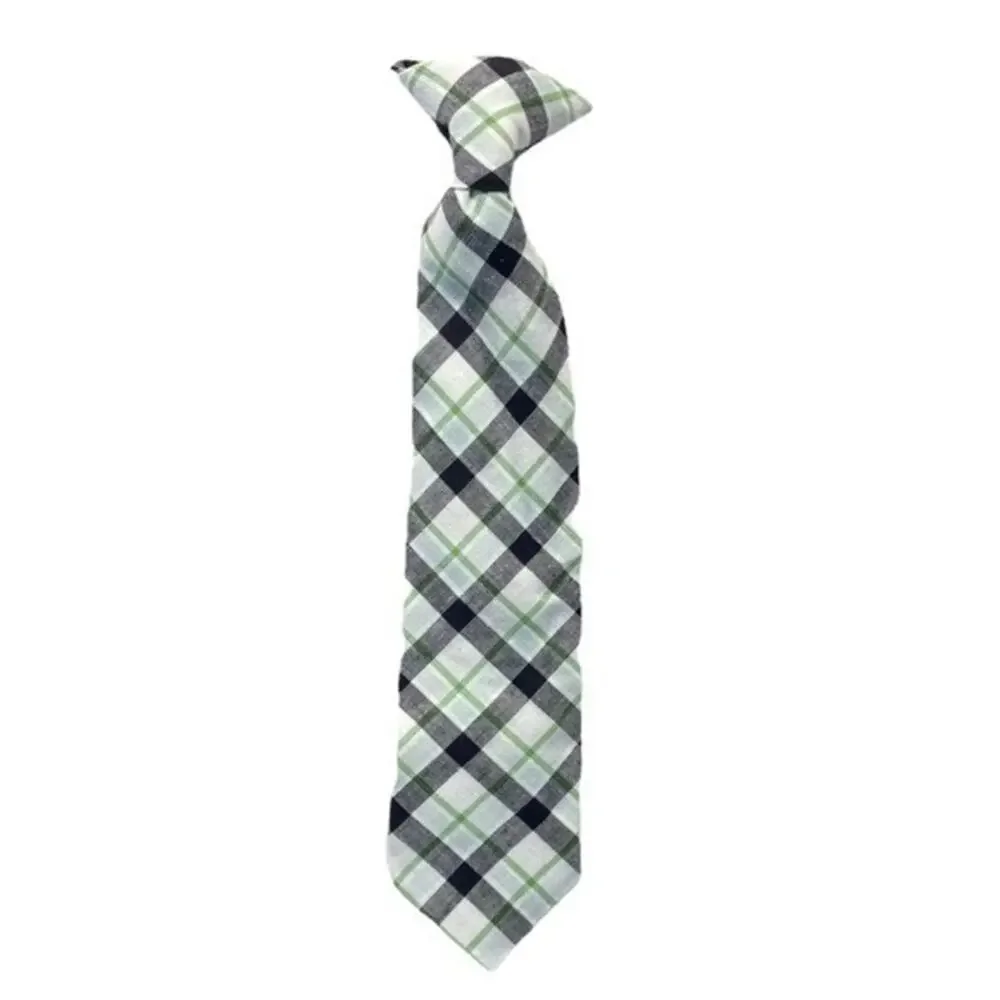 Target Boys Plaid Clip Tie black white green