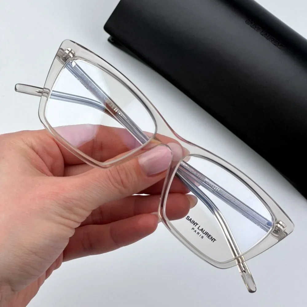 Saint Laurent Women BRAND NEW Eyeglasses Beige Cat Eye SL737 MICA THIN O04