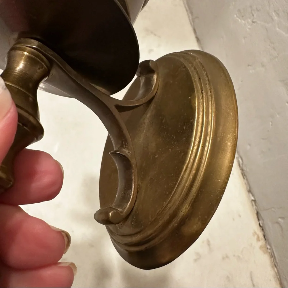 Vintage Dark Brown Brass Wall Sconces Candle Holders Oil Rubbed Bronze 1980’s