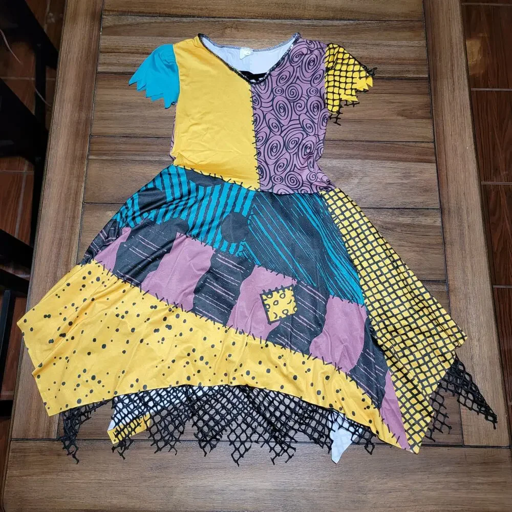 2Pc Disney's Nightmare Before Christmas Child Sally Costume - Size Large (12-14)