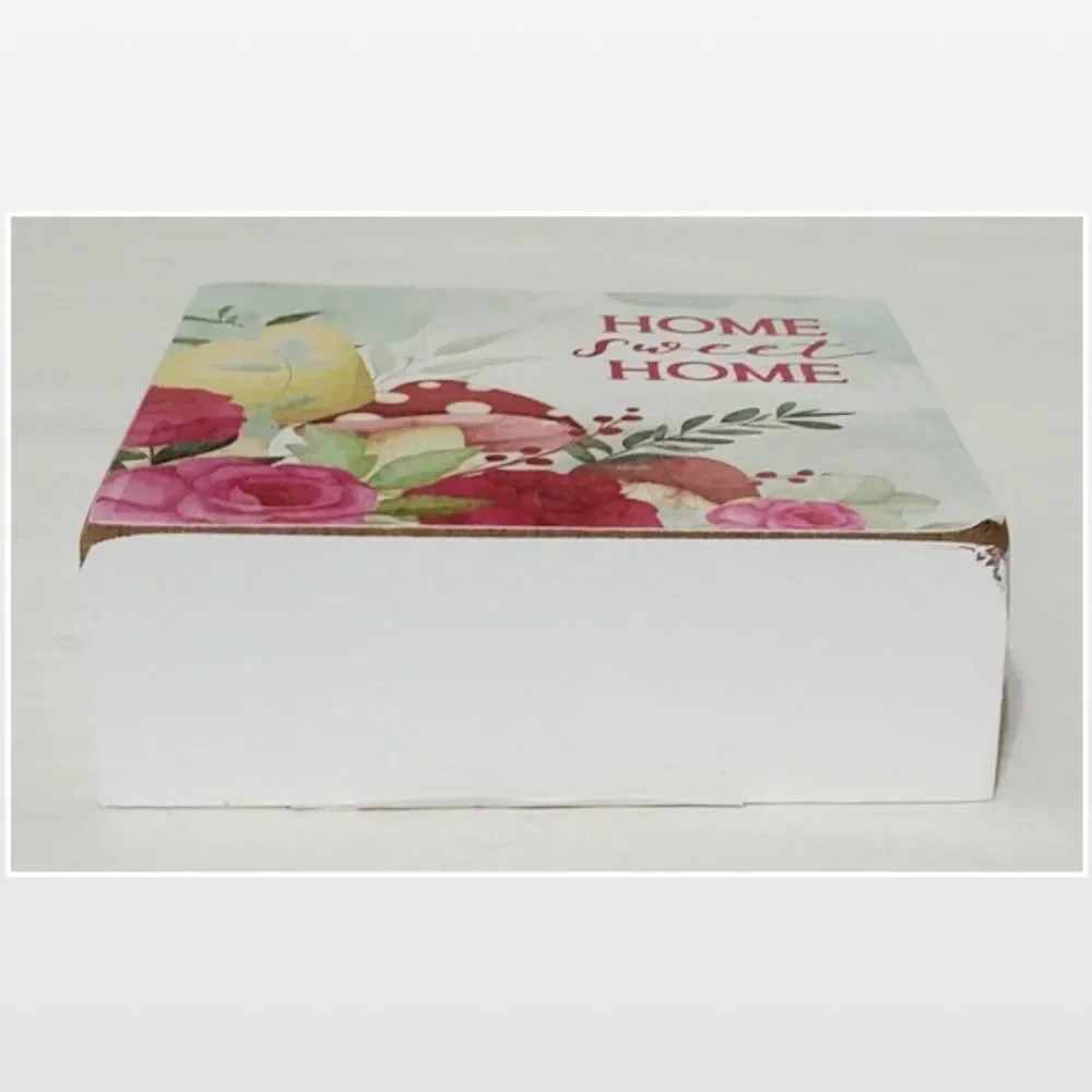 New White Floral Motivational Home Wood Box Sign Décor