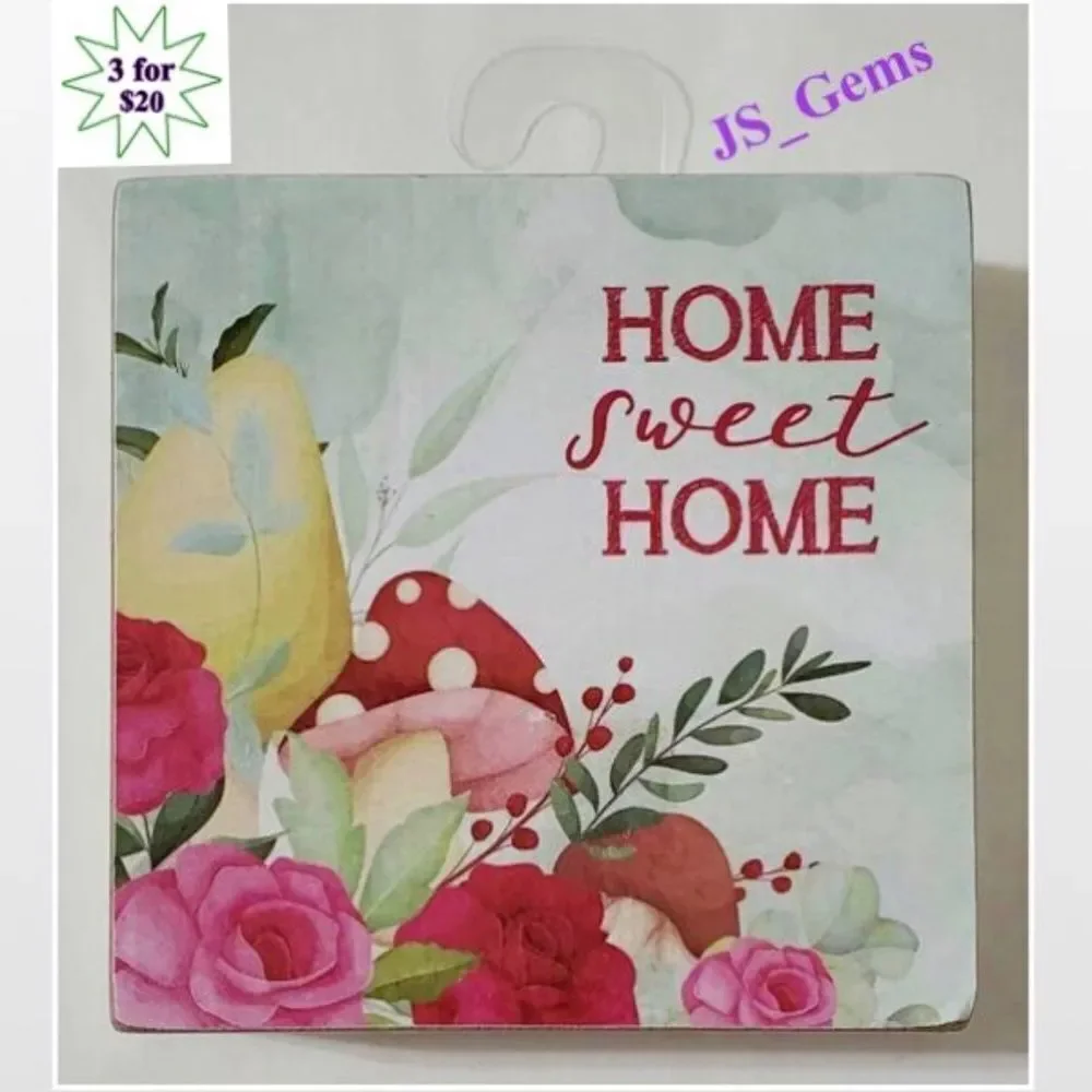 New White Floral Motivational Home Wood Box Sign Décor