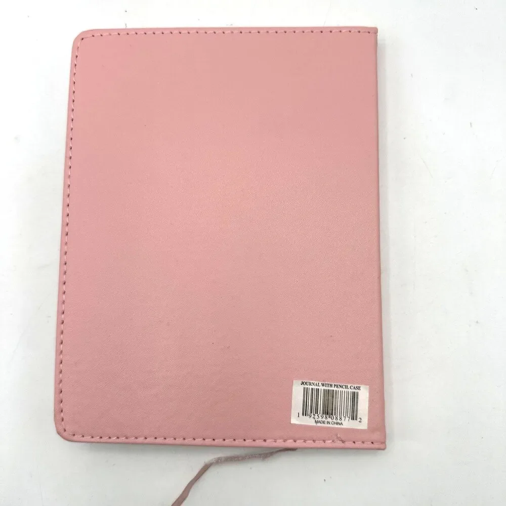 Faith Quote Feather Journal with attached Pencil Case PINK soft feel cover-NEW