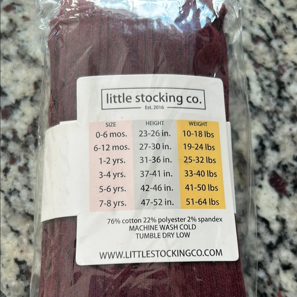 Little Stocking Co. Wine Cable Knit Tights
