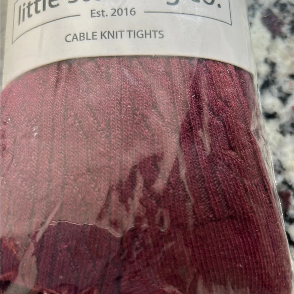 Little Stocking Co. Wine Cable Knit Tights