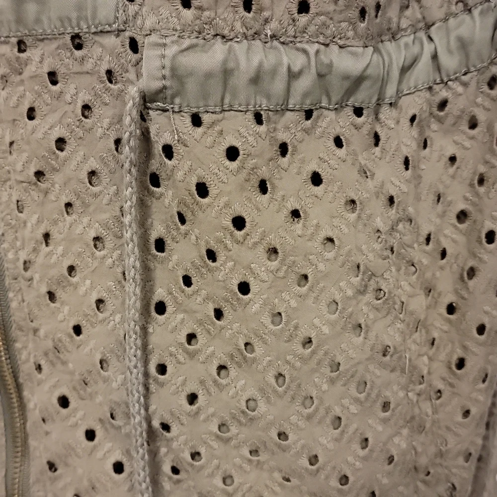 BETHANY Mota Army Green Eyelet Full Zip Hooded Cinched Waist Jacket size…