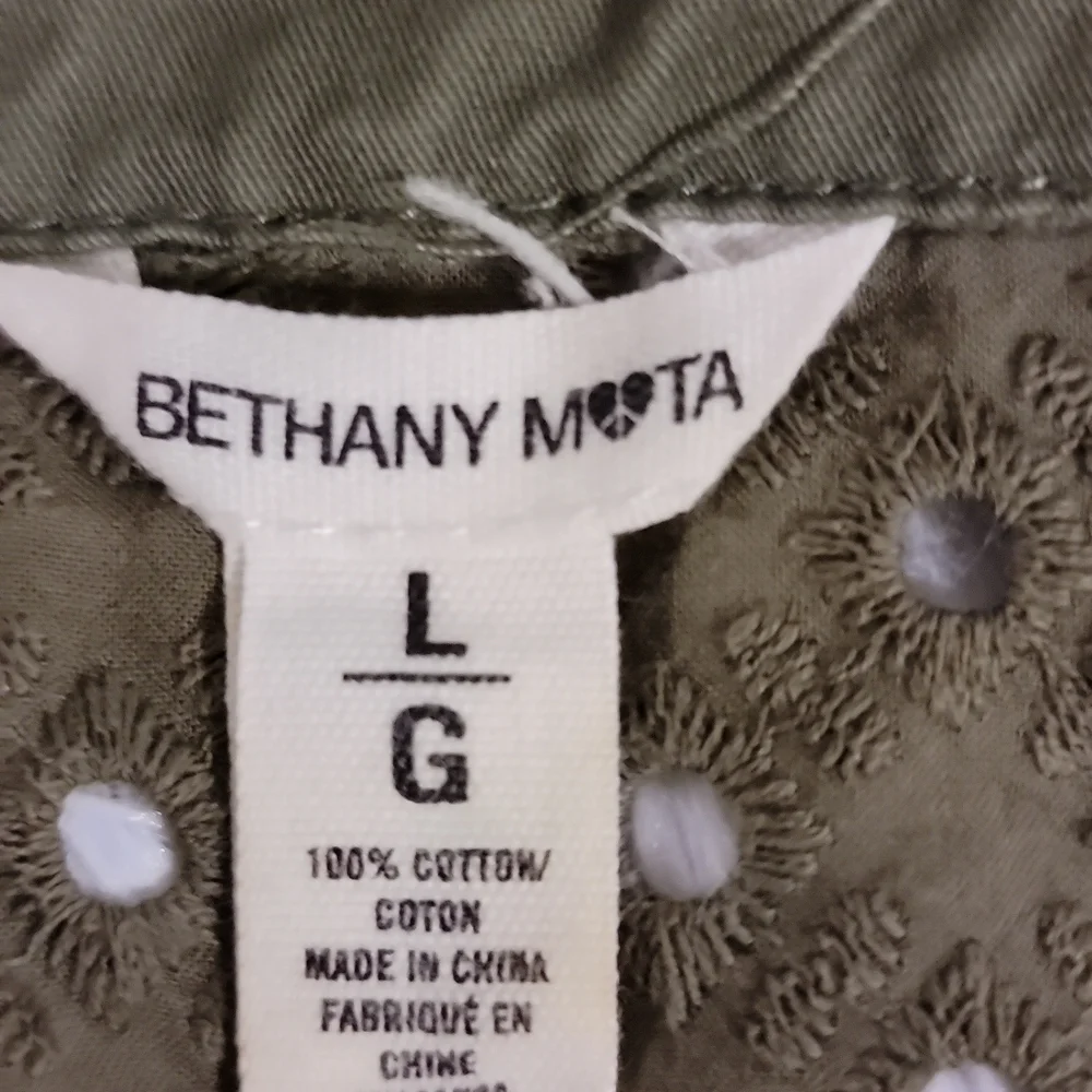 BETHANY Mota Army Green Eyelet Full Zip Hooded Cinched Waist Jacket size…