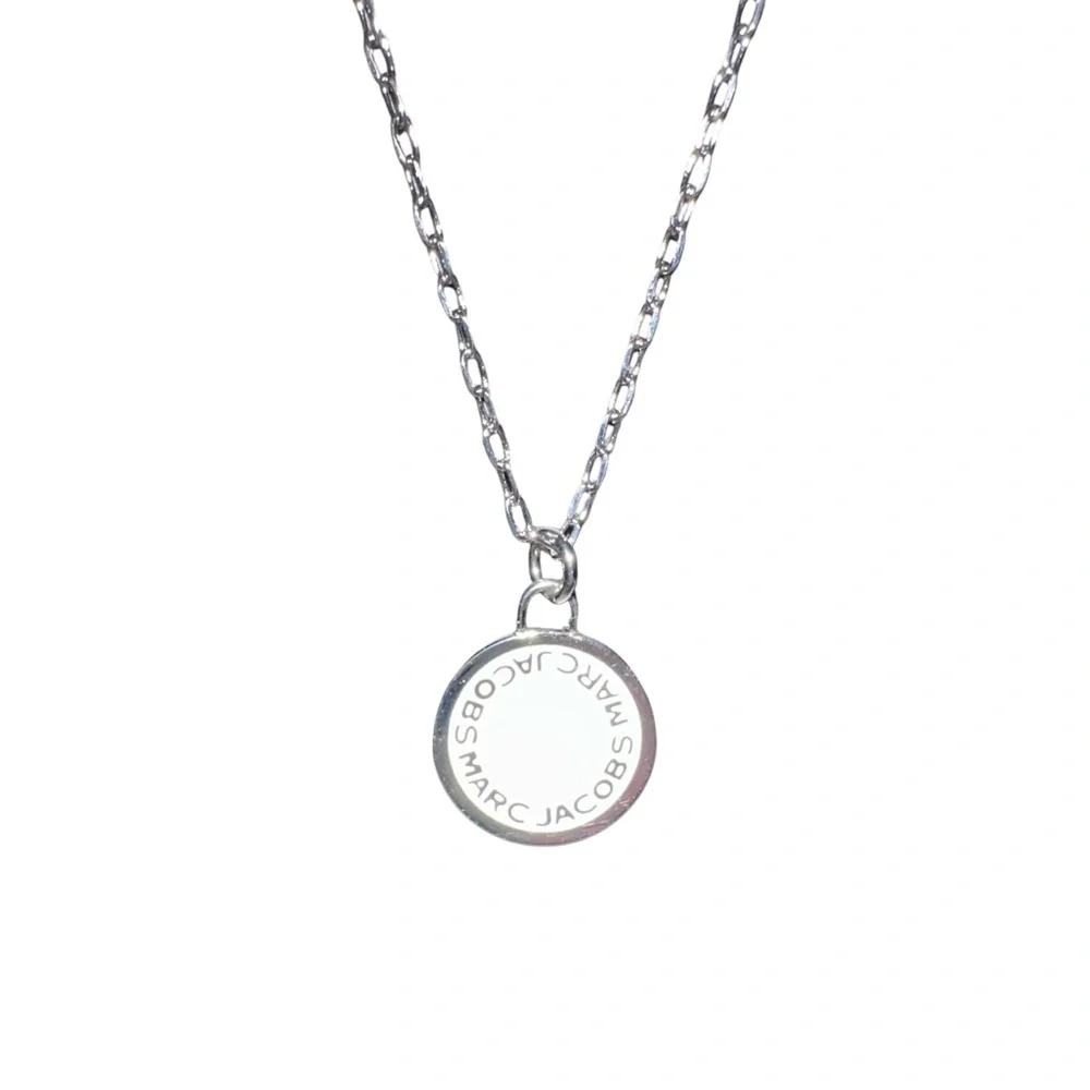 MARC by Marc Jacobs Silver Logo Pendant Necklace - White Disc NWT