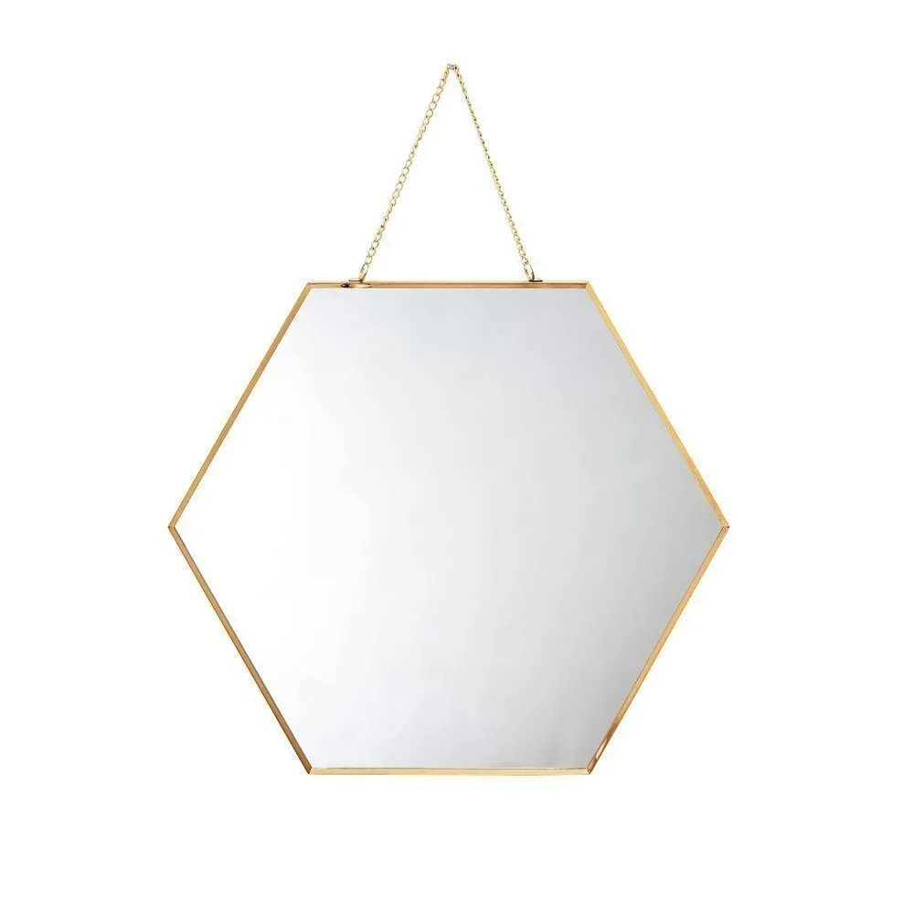 𝅺WILD Sage Boho Hexagon Gold Wall Mirrors With Chains 3 Pack